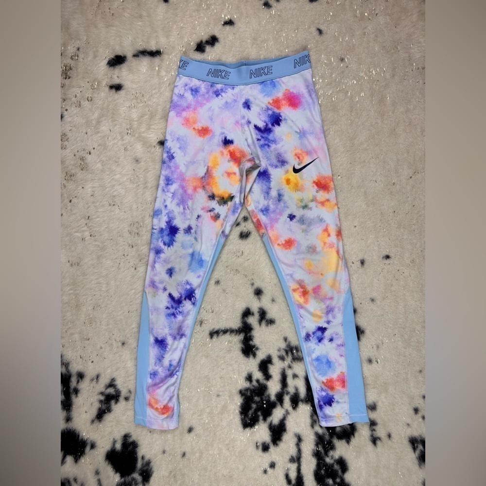 Nike Pro Girl's Youth Blue Pink Activewear Spandex Leggings Size XL